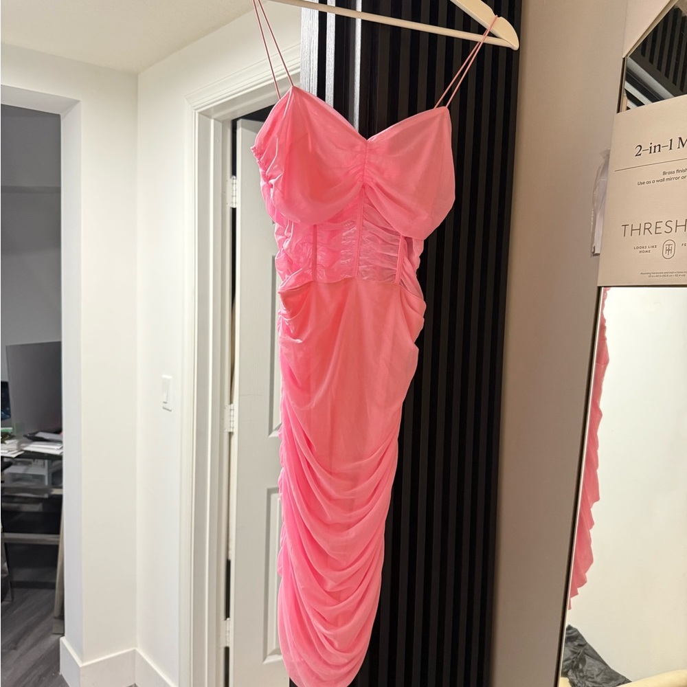 Tiger Mist Pink Draped Spaghetti Strap Dress